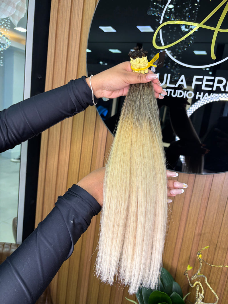 Cabelo brasileiro do Sul, 45 centímetros LOIRO Esfumado (queridinho das famosas)