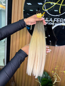 Cabelo brasileiro do Sul, 45 centímetros LOIRO Esfumado (queridinho das famosas)