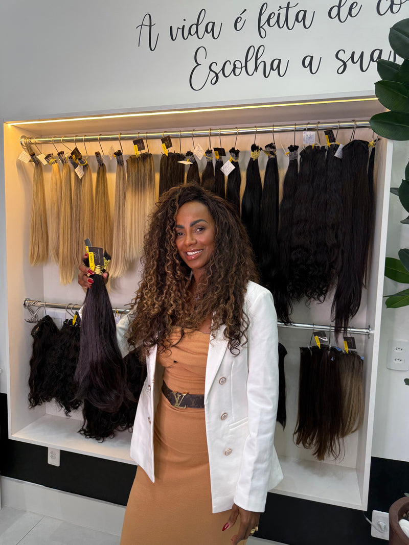 Cabelo brasileiro do Sul, 45 centímetros castanho escuro (queridinho das famosas)