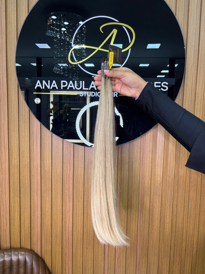 Cabelo Brasileiro do Sul Liso Loiro 65cm, 100 gramas – 100% Humano, Fios Alinhados Premium.