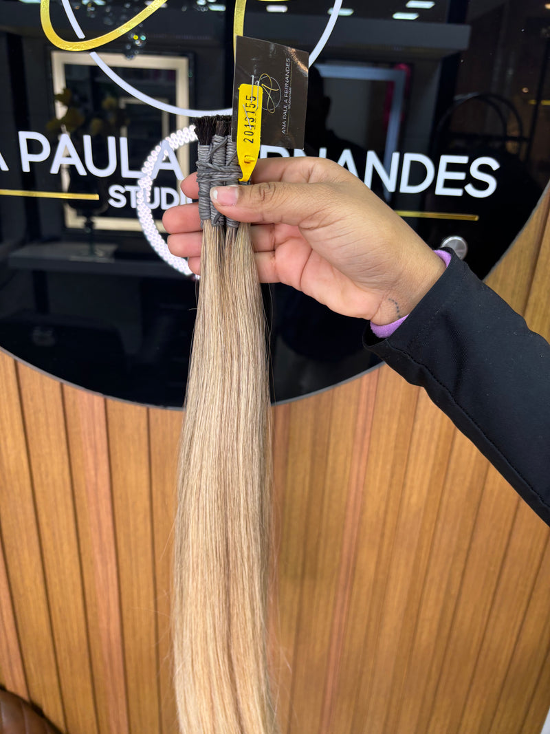 Cabelo Brasileiro do Sul Liso Loiro 65cm, 100 gramas – 100% Humano, Fios Alinhados Premium.