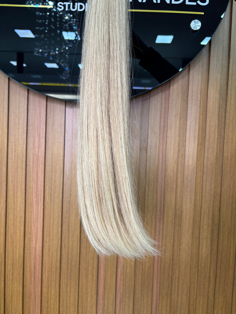 Cabelo Brasileiro do Sul Liso Loiro 55cm, 100 gramas – 100% Humano, Fios Alinhados Premium.