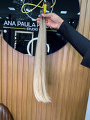 Cabelo Brasileiro do Sul Liso Loiro 65cm, 100 gramas – 100% Humano, Fios Alinhados Premium.