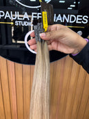 Cabelo Brasileiro do Sul Liso Loiro 65cm, 100 gramas – 100% Humano, Fios Alinhados Premium.