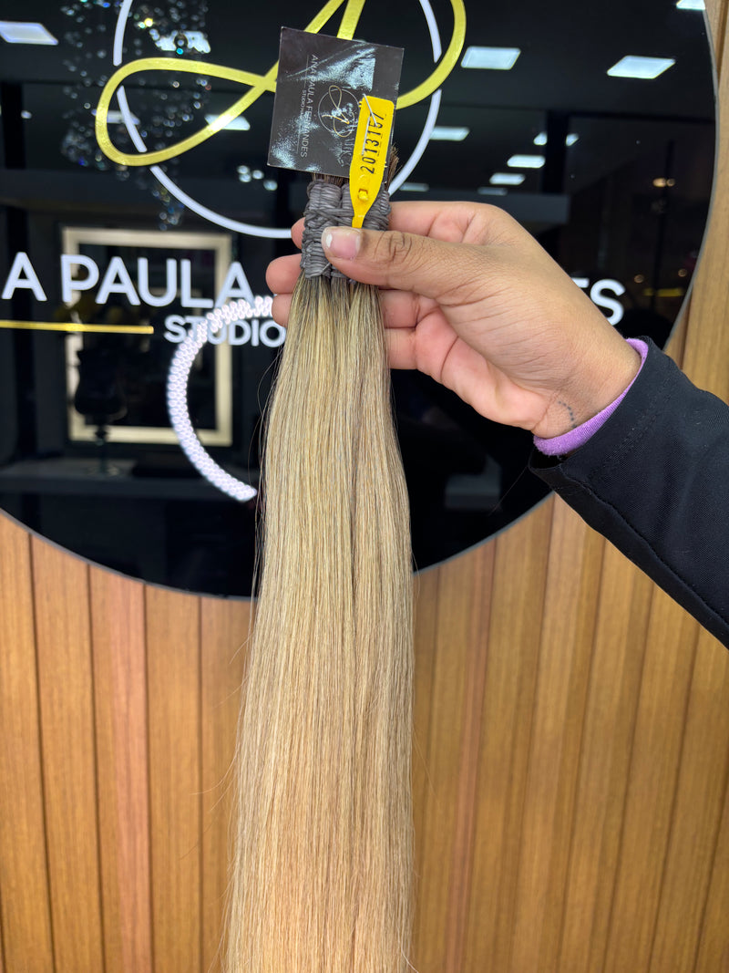 Cabelo Brasileiro do Sul Liso Loiro 55cm, 100 gramas – 100% Humano, Fios Alinhados Premium.