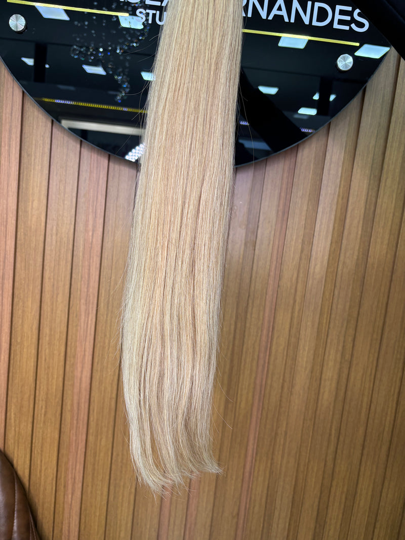 Cabelo Brasileiro do Sul Liso Loiro 55cm, 100 gramas – 100% Humano, Fios Alinhados Premium.