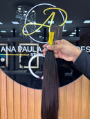 Cabelo Brasileiro do Sul Liso Castanho Escuro 55cm, 100 gramas – 100% Humano, Fios Alinhados Premium.