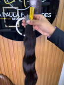 Cabelo Brasileiro do Sul Liso Castanho Escuro 65cm, 100 gramas – 100% Humano, Fios Alinhados Premium.
