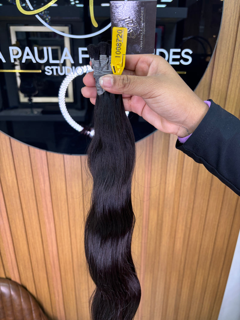 Cabelo Brasileiro do Sul Liso Castanho Escuro 65cm, 100 gramas – 100% Humano, Fios Alinhados Premium.