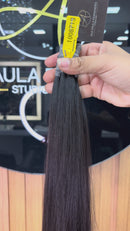 Cabelo Brasileiro do Sul Liso Castanho Escuro 55cm, 100 gramas – 100% Humano, Fios Alinhados Premium.