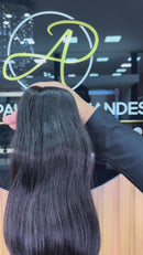 Cabelo Brasileiro do Sul Liso Castanho Escuro 65cm, 100 gramas – 100% Humano, Fios Alinhados Premium.